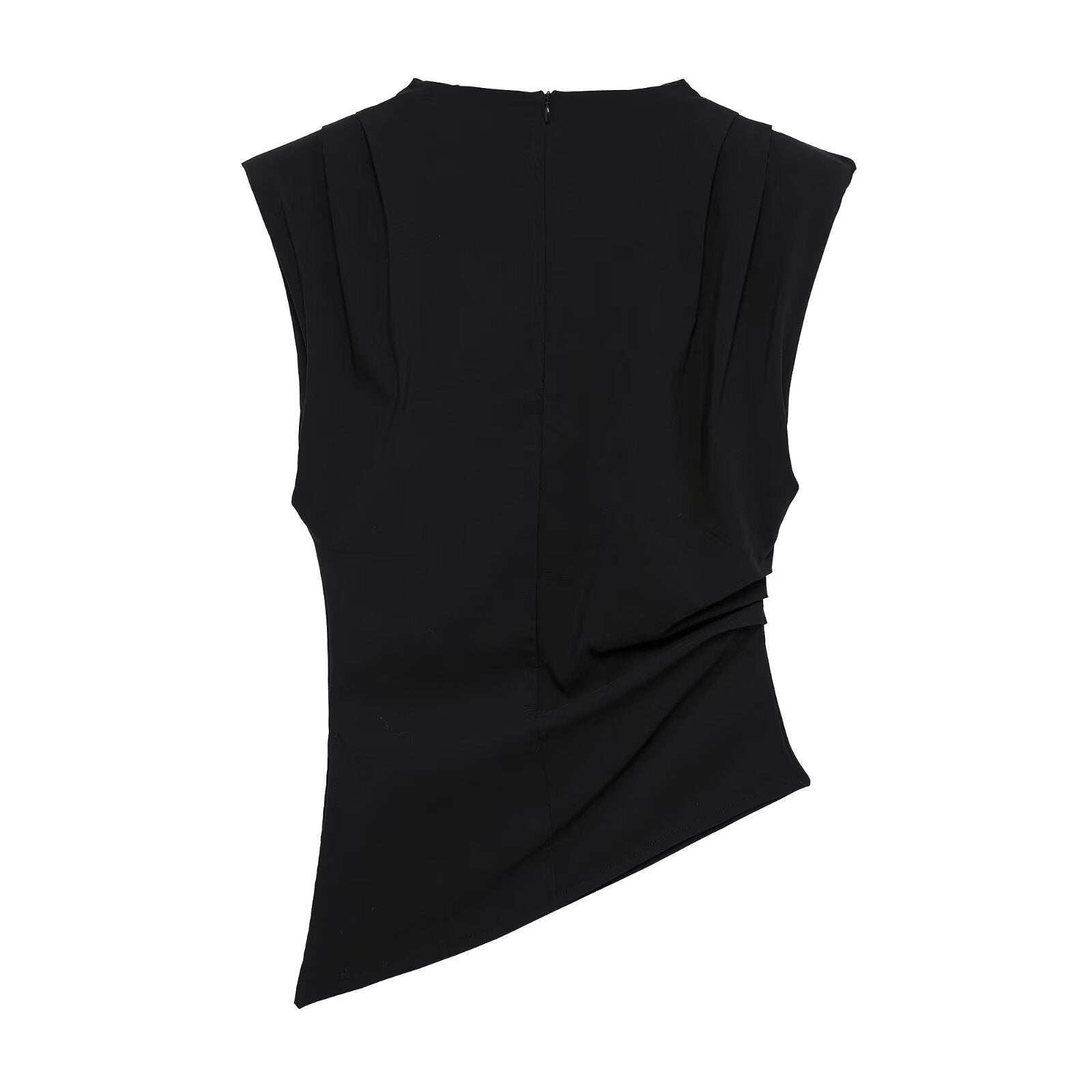 Top con spalle imbottite decorative e pieghe