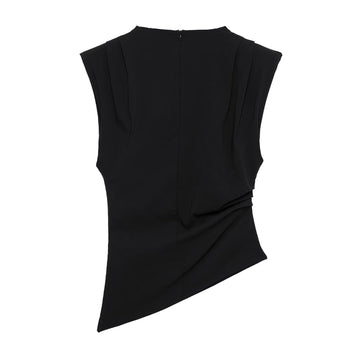 Top con spalle imbottite decorative e pieghe
