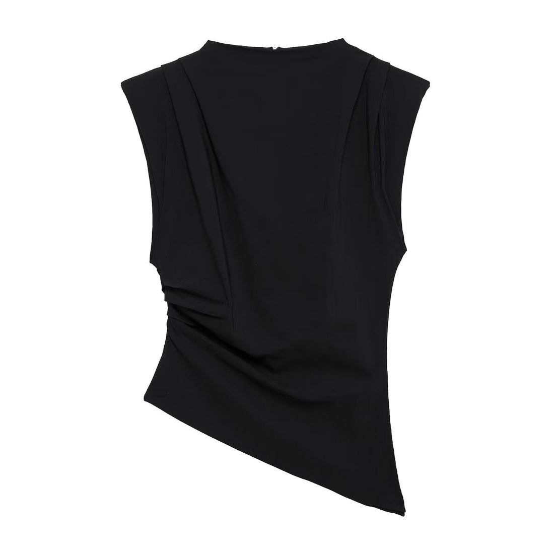 Top con spalle imbottite decorative e pieghe