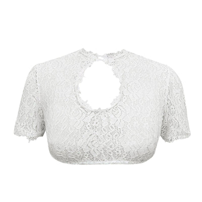 Top a camicia corta con inserti in pizzo, tema Halloween e festival della birra