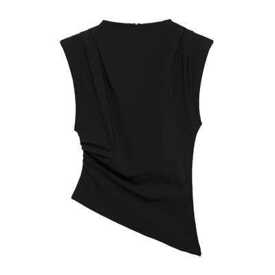 Top con spalle imbottite decorative e pieghe